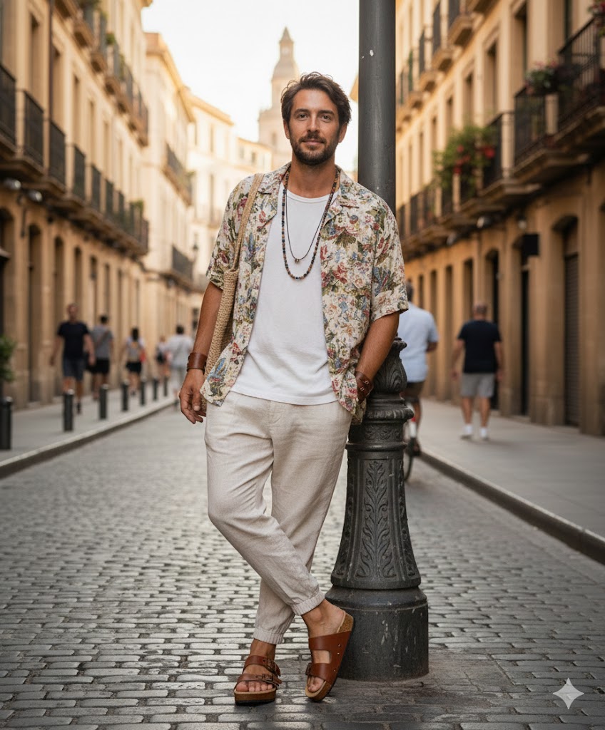 Handmade men’s brown leather Birk sandals with wooden sole and black Vibram outsole by Sol Caleyo.