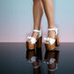 White sandals with platform and super high heel. Platform sandals with bow. Handmade leather sandals, sizes 34 to 47. Platform sandals with wooden heel, exclusive design by Sol Caleyo.