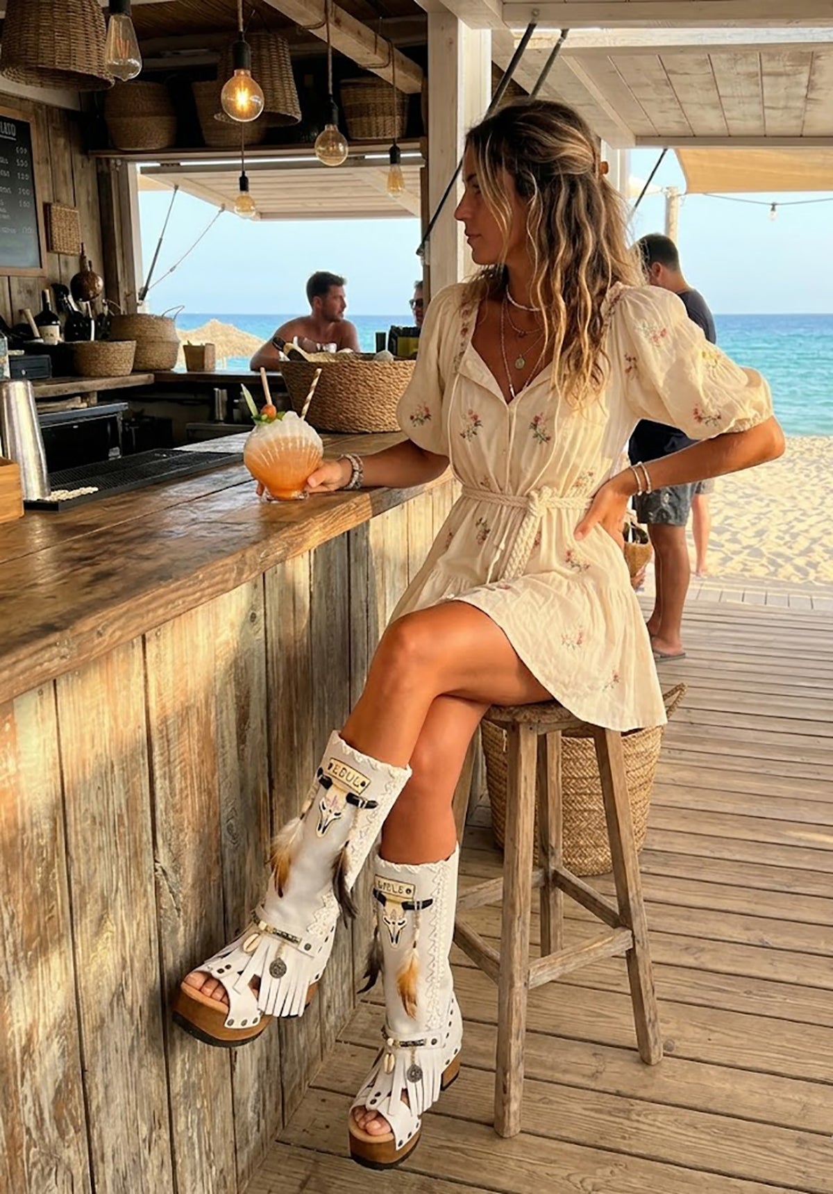 Artisan Suede Platform Sandals - Hand-Painted Buffalo & Boho