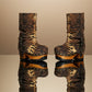 Sol Caleyo Tiger Boots - Handcrafted tiger-print suede boots with 3.5-inch wooden platform and antique gold buckle.