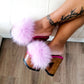 Vintage style pink platform clog sandals. Super high wooden heel sandal. Vintage 70's style platform sandal. Pink fur sandal peep toe style. Sizes 34 to 47. High quality leather shoes handmade by sol Caleyo. Sustainable fashion.