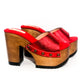 Red leather peep toe sandal. Platform sandal with super high wooden heel. Clog sandal 70's style. Sizes 34 to 47. High quality handmade leather shoes by sol Caleyo. Sustainable fashion.