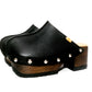 Black leather clogs. Classic vintage style leather clogs. Black clog with wooden heel. Sizes 34 to 47. High quality handmade leather shoes by sol Caleyo. Sustainable fashion.