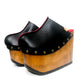 Black platform clog vintage style 70s. Super high wooden wedge, closed leather clogs, vintage style wooden wedge. Sizes 34 to 47. High quality leather shoes handmade by Sol Caleyo.