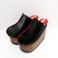 Black platform clog vintage style 70s. Super high wooden wedge, closed leather clogs, vintage style wooden wedge. Sizes 34 to 47. High quality leather shoes handmade by Sol Caleyo.