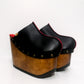 Black platform clog vintage style 70s. Super high wooden wedge, closed leather clogs, vintage style wooden wedge. Sizes 34 to 47. High quality leather shoes handmade by Sol Caleyo.